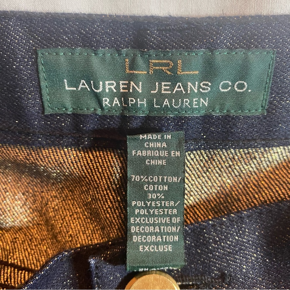 DONATED 🛑Ralph Lauren Dark Navy with gold thread Jeans. Sz16. - Picture 5 of 11